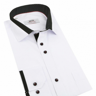Biela košeľa s čiernym kontrastom BEVA Regular