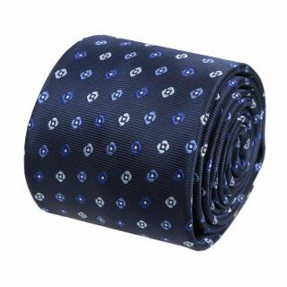 Tmavomodrá kravata s modrým vzorom ORSI 7 cm