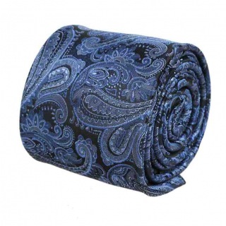 Kravata ORSI modrá paisley vzor 100% mikropolyester