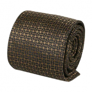 Kravata hnedá s bronzovým vzorom ORSI BUSINESS TIES