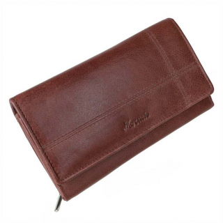 Staroružová kožená peňaženka s veľkým mincovníkom, 15 kariet