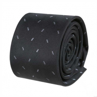 Elegantná SLIM kravata čierna so šedým vzorom ORSI 6 cm