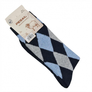 Modro-šedé hrejivé ponožky PESAIL 27% vlny a kašmír 39-43