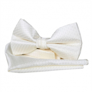 Elegantný spoločenský motýlik a vreckovka ORSI krémovo-smotanový