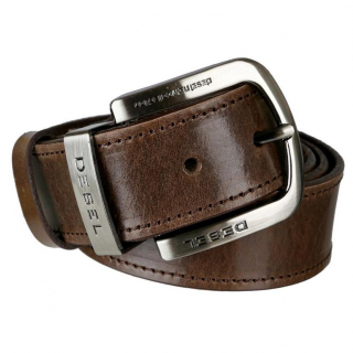 Džínsový opasok DESEL hnedý štepovaný 3,8 cm