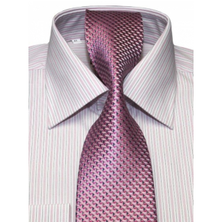 Prúžkovaná bielo-ružová košeľa KLEMON (klasický strih)