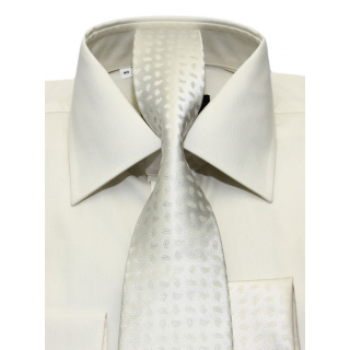 Kravatový set bielo-smotanový malý vzor paisley 