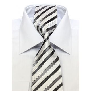 Biela košeľa s tkanými prúžkami KLEMON (klasický strih)