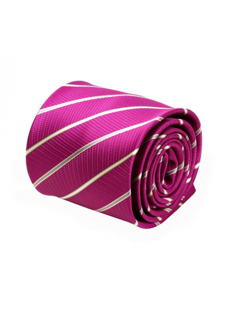 Cyklámenová prúžkovaná kravata 4185 - All4Men.sk