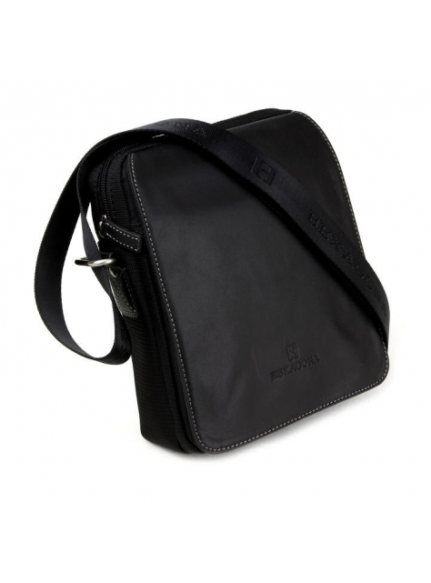 Príručná taška na rameno HEXAGONA nylon-koža, čierna - All4Men.sk