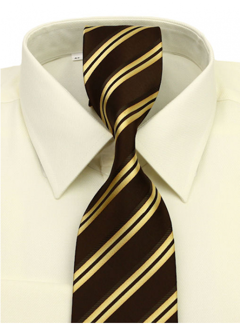 Hnedo-žltá prúžkovaná kravata 3172-2 - All4Men.sk