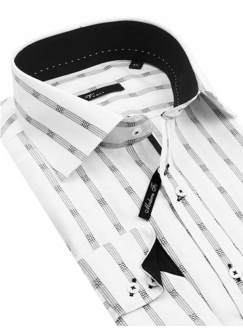 Bielo-čierna luxusná košeľa VENTI slim - All4Men.sk