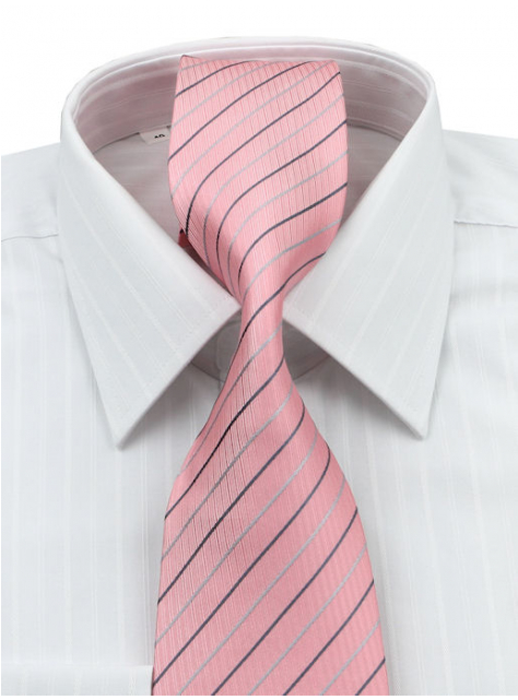 Ružová kravata so šedými prúžkami 4197-2 - All4Men.sk