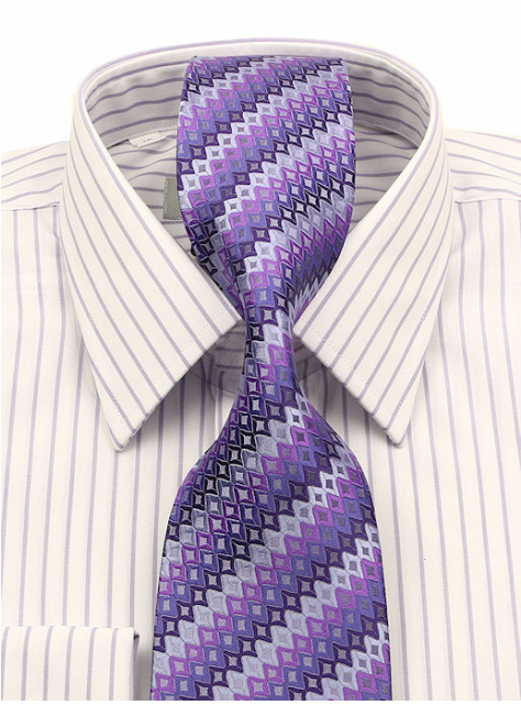 Fialovo-striebristá vzorovaná kravata 4250-2 - All4Men.sk