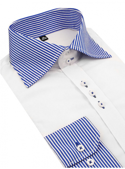 Biela slim košeľa s vysokým golierom VENERGI - All4Men.sk