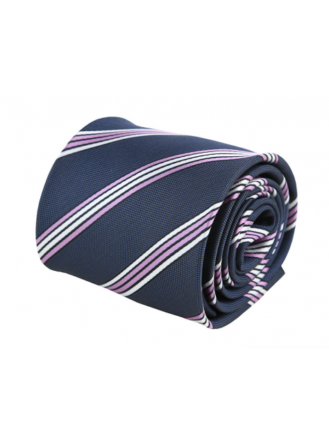 Modro-šedá biznis kravata s prúžkami - All4Men.sk