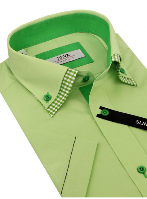 BEVA Fashion | Zelená košeľa kr.rukáv (slim) - All4Men.sk