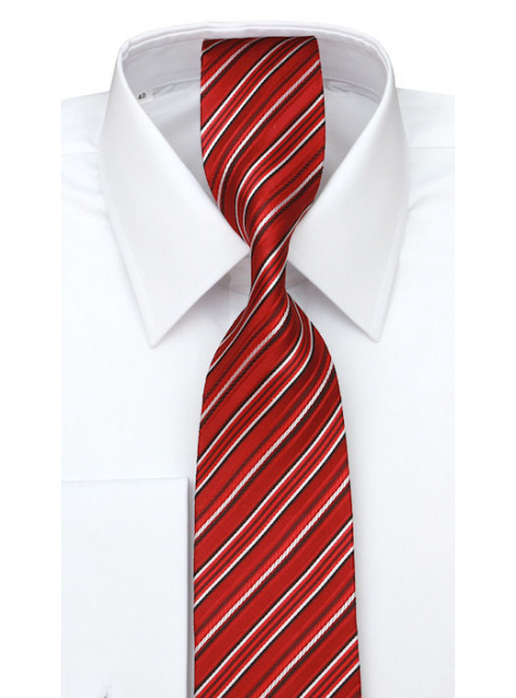 Červeno-čierna V.I.P. hodvábna kravata - All4Men.sk