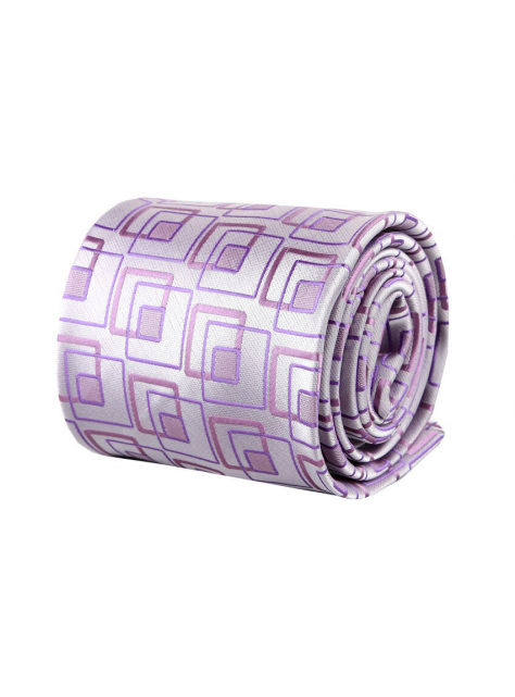 Fialovo-ružová kravata so vzorom rámčekov - All4Men.sk