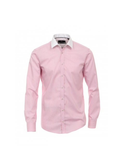 Ružová košeľa s bielym golierom VENTI SLIM - All4Men.sk