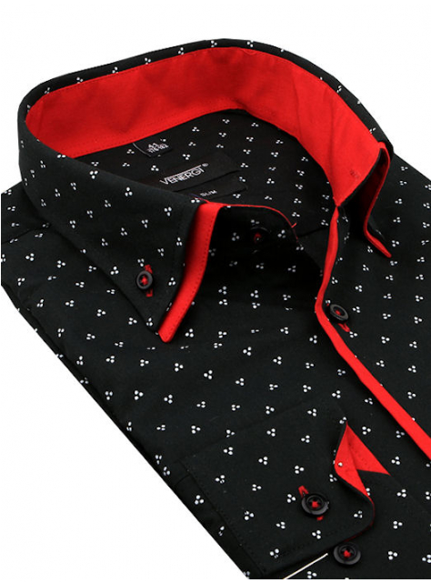 Čierno-červená bavlnená košeľa VENERGi (slim) 92200-01 - All4Men.sk