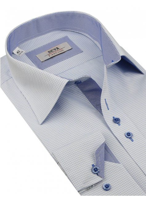 BEVA Fashion | Bielo-modrá biznis košeľa (klasický s.) - All4Men.sk