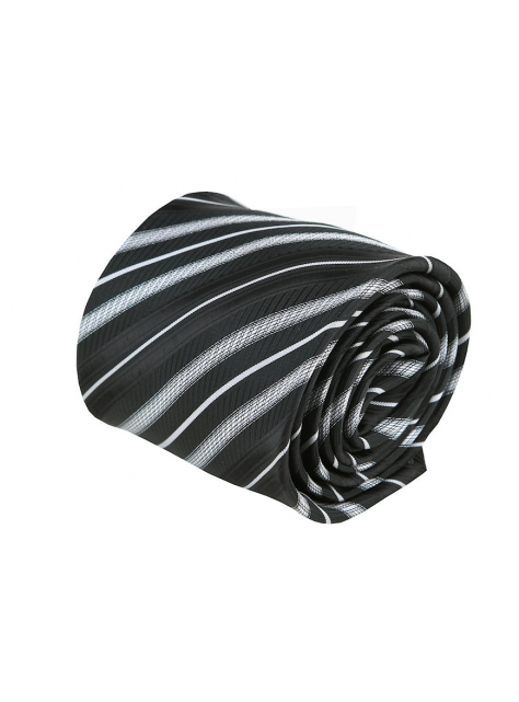 Čierno-strieborná kravata z mikrovlákna 3000-5 - All4Men.sk