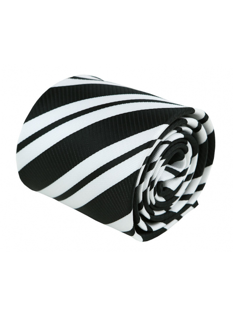 Čierno-biela prúžkovaná kravata 4000-57 - All4Men.sk