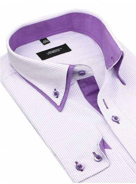 Bielo-fialová košeľa VENERGI Klasik | DOPREDAJ - All4Men.sk
