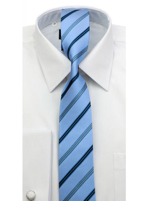 Biznis štýl | Modrá prúžkovaná kravata CASAMODA-VENTI - All4Men.sk