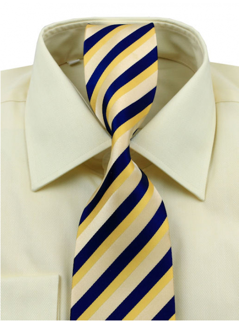 Kravata žltá s modrými prúžkami 4000-40C - All4Men.sk