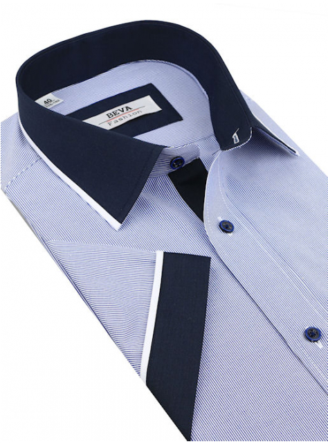 BEVA Fashion | Modrá biznis košeľa (slim) kr.rukáv - All4Men.sk