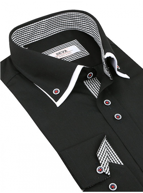 BEVA Fashion | Čierno-biela košeľa (slim) - All4Men.sk