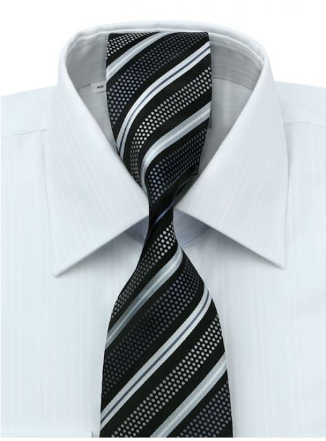 Čierno-strieborná prúžkovaná kravata 3000-6 - All4Men.sk