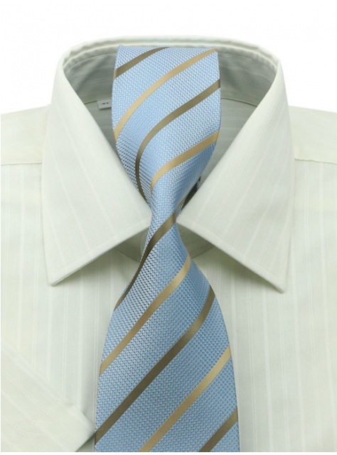 Modrá kravata so zlatistými prúžkami  - All4Men.sk