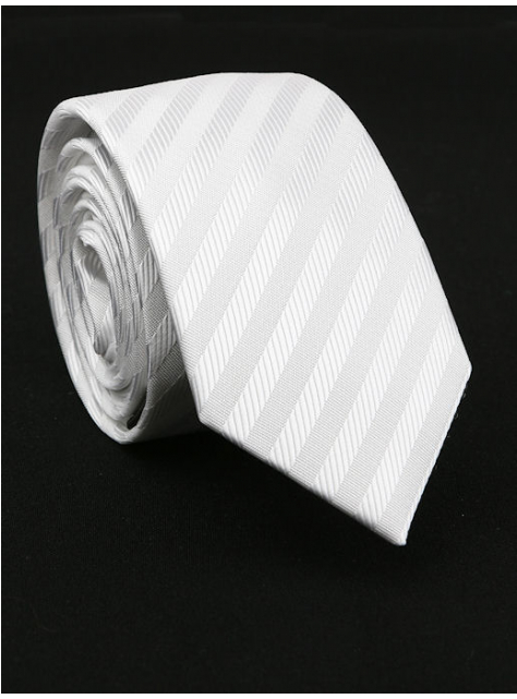 Biela prúžkovaná slim kravata - All4Men.sk
