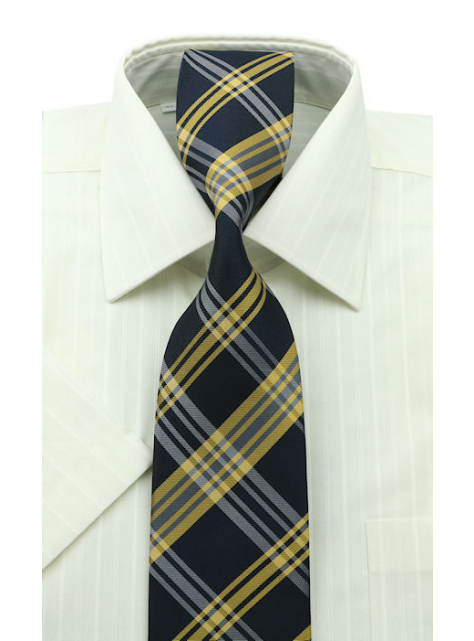 Módna károvaná kravata modro-žltá - All4Men.sk
