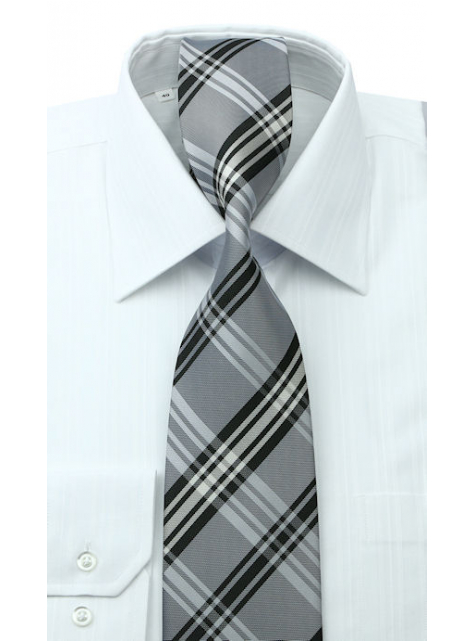 Šedo-čierna károvaná kravata 4000-65D - All4Men.sk