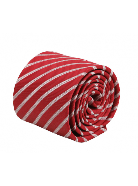 Červená kravata so striebornými prúžkami - All4Men.sk