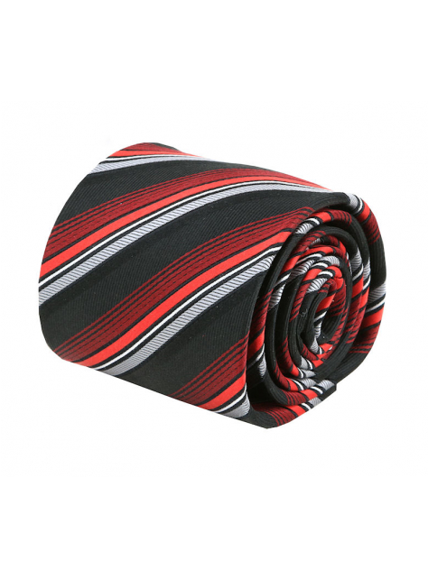 Čierna hodvábna prúžkovaná kravata 2000A-02 - All4Men.sk