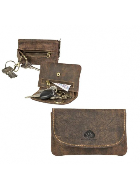 Kožené puzdro na kľúče a mince GreenBurry s karabínkou - All4Men.sk
