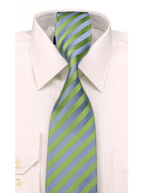 Zelená kravata s modro-šedými prúžkami - All4Men.sk