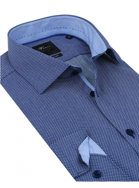 Modrá vzorovaná biznis košeľa VENTI (slim) - All4Men.sk