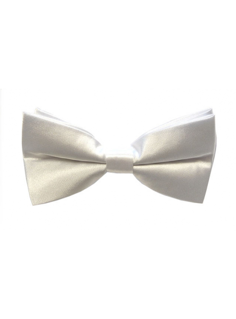 Motýlik saténový - biely lesklý - All4Men.sk