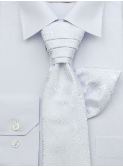 Francúzska kravata biela 5180B - All4Men.sk