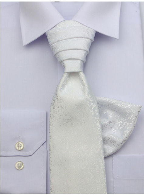 Francúzska kravata bielo-krémová kvetinová - All4Men.sk