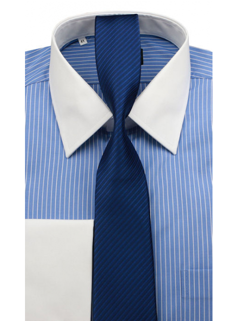 Modrá prúžkovaná kravata 4000-85B - All4Men.sk