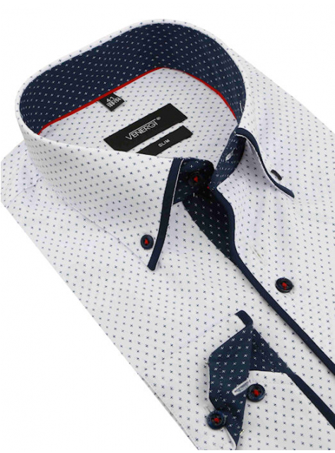 Bielo-modrá košeľa VENERGi (predĺžená slim) - All4Men.sk