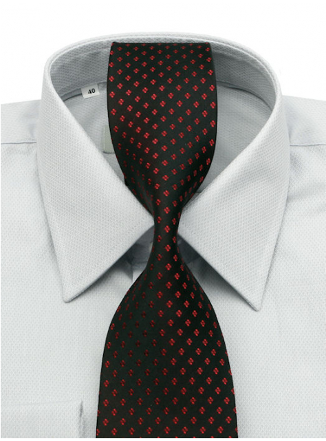 Čierna hodvábna kravata s červeným vzorom 2000-26 - All4Men.sk