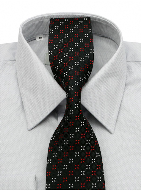 Čierna hodvábna kravata s drobným vzorom - All4Men.sk